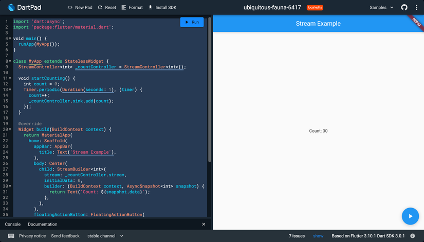 demo code flutter - cometech