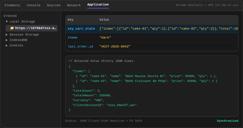 Kiểm tra dữ liệu LocalStorage trong Chrome DevTools