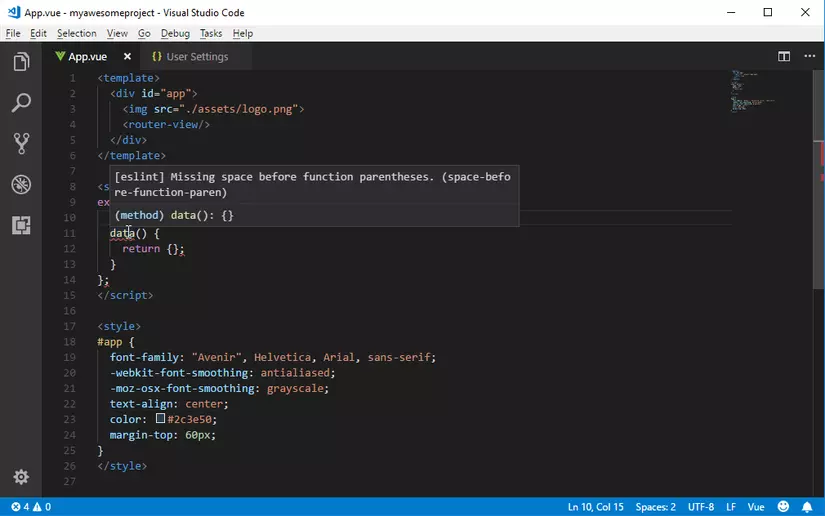 Tích hợp ESLint với  và Vetur trong Visual Studio Code