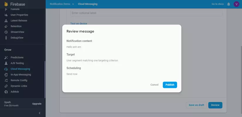 Thông báo (Notification) trong android với Firebase Cloud Messaging - Phần 1