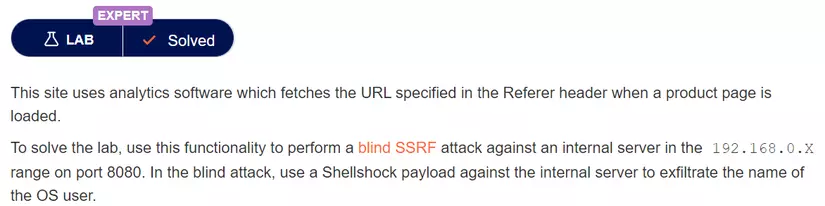 Lab: Blind SSRF with Shellshock exploitation