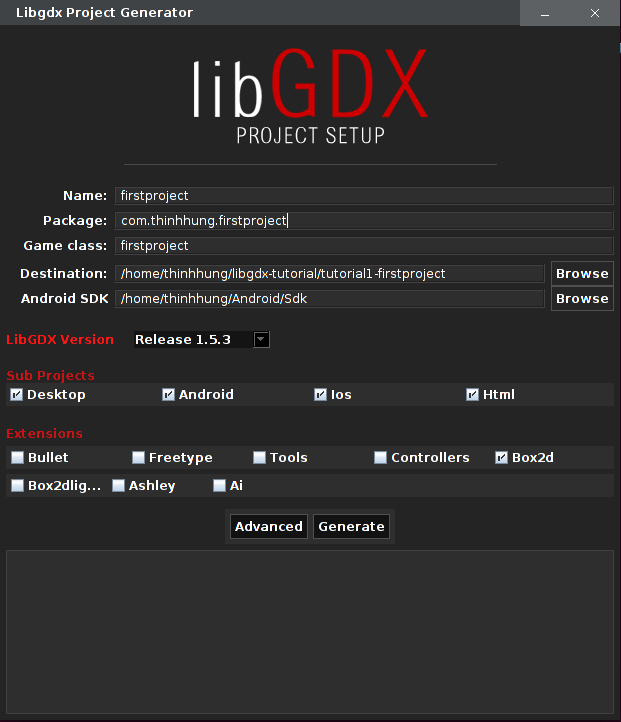 LibGDX Tutorial 1: Cài đặt môi trường làm việc, tạo và chạy project