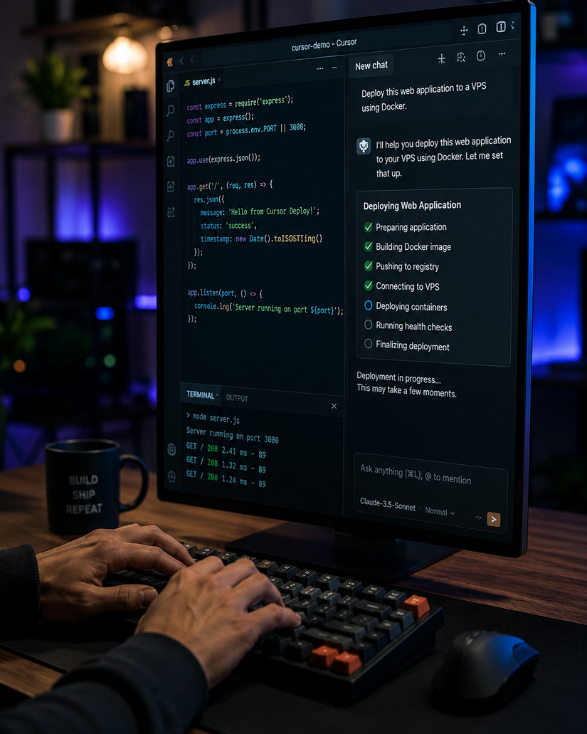 3-A developer types while an AI deployment assistant guides the deployment workflow..png