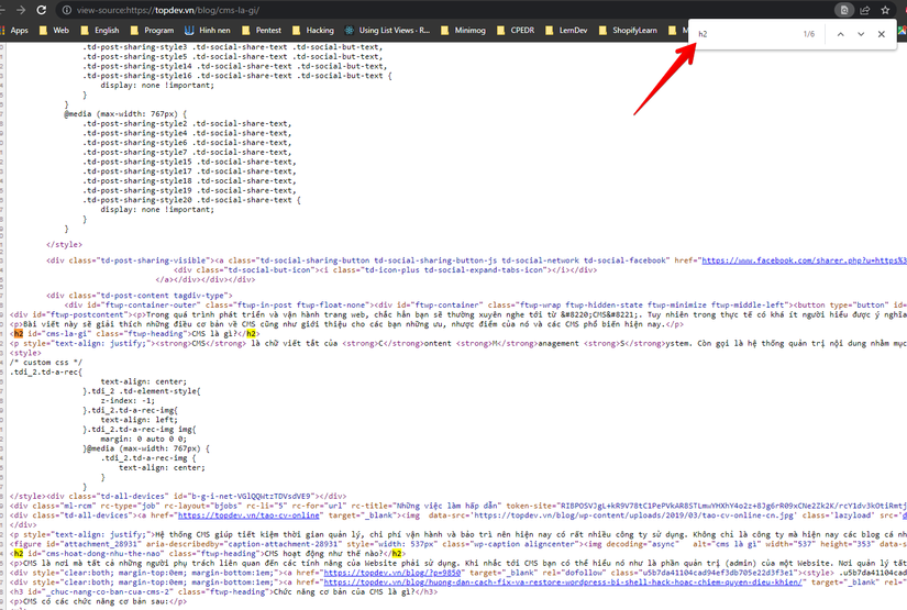 thẻ h2 trong website