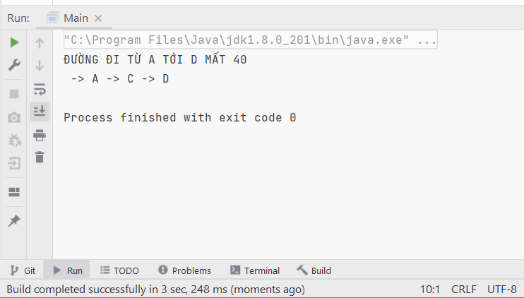 console output dijikstra