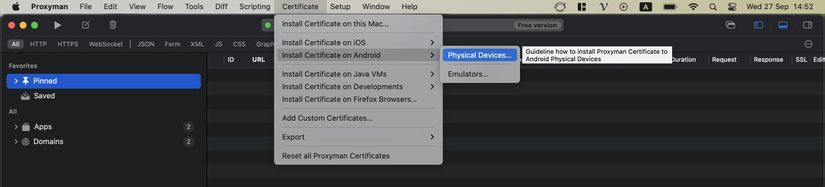 View & debug network request with ProxyMan App