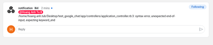 Exception notification với Google Chat