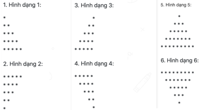 Loop vẽ hình: Vòng lặp là một công cụ quan trọng trong lập trình để tạo ra các hình dạng đơn giản đến phức tạp. Hãy khám phá cách sử dụng vòng lặp để vẽ các hình ảnh độc đáo và thú vị. Tìm hiểu cách sử dụng vòng lặp để vẽ hình để tạo ra các sản phẩm tuyệt vời.