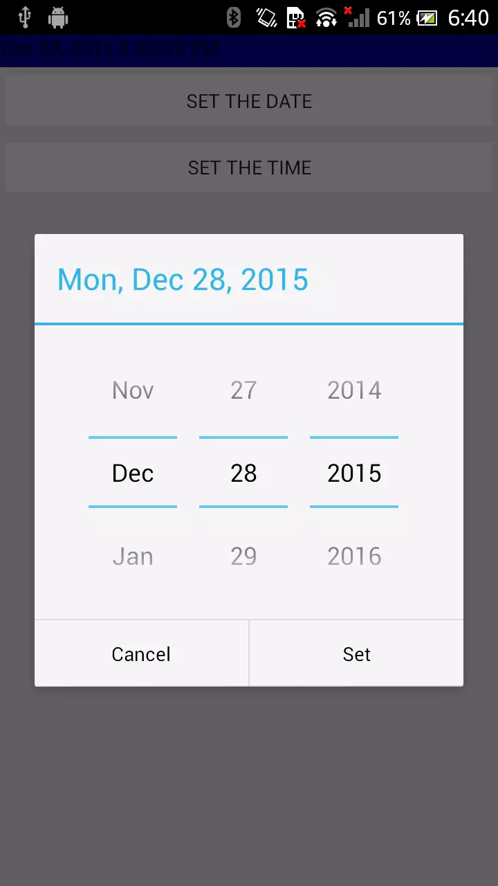 Android Date - Time - Tabs