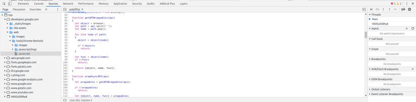 Chrome DevTools: Sources tool