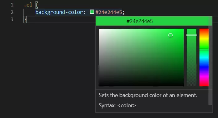 Color picker trong Visual Studio Code