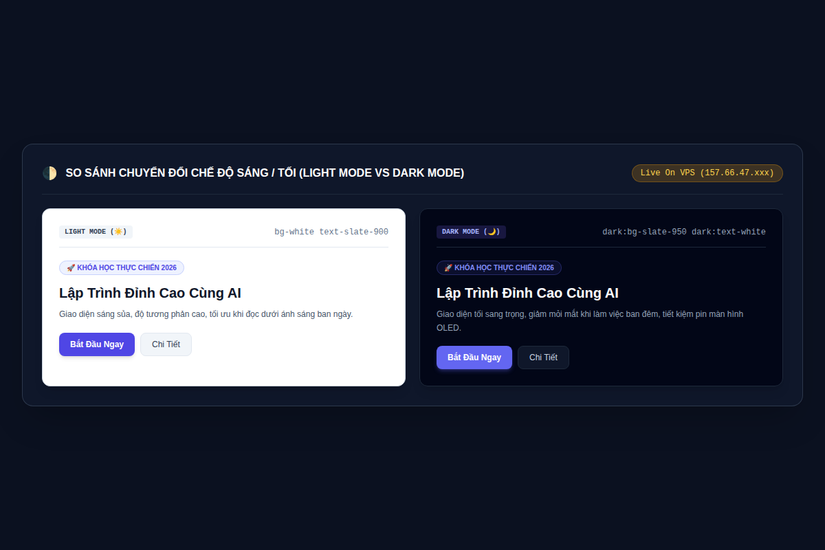 So sánh trực tiếp Light Mode và Dark Mode trên VPS