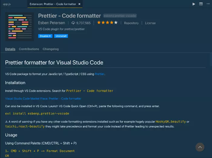 Format code với Prettier trên VS Code