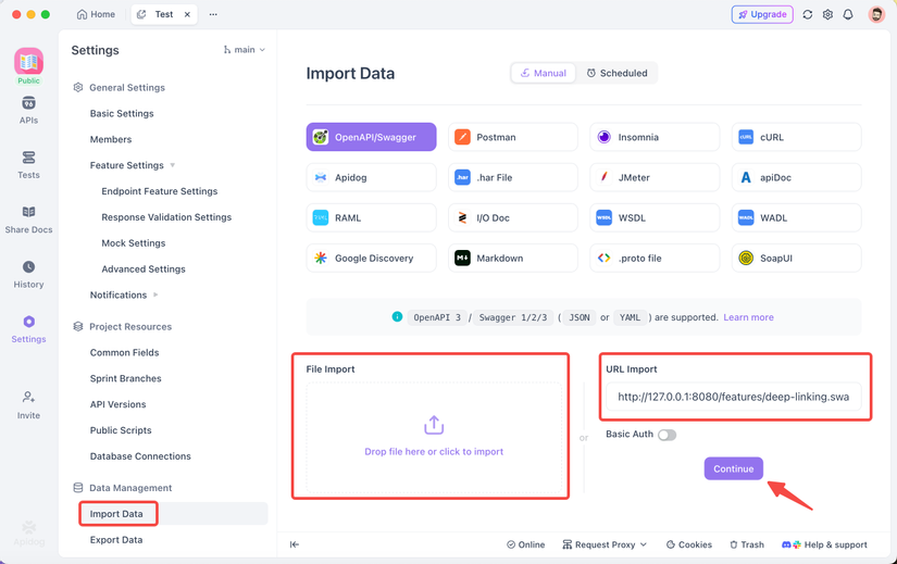apidog inport