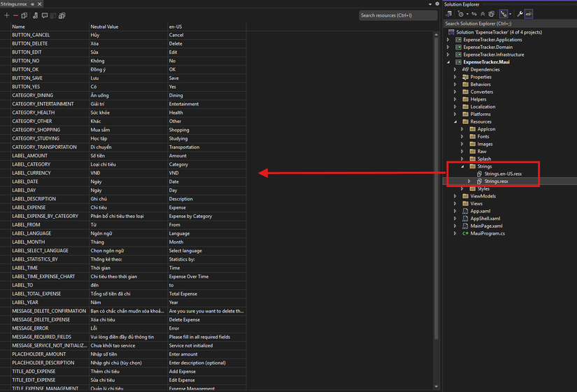 Resource strings