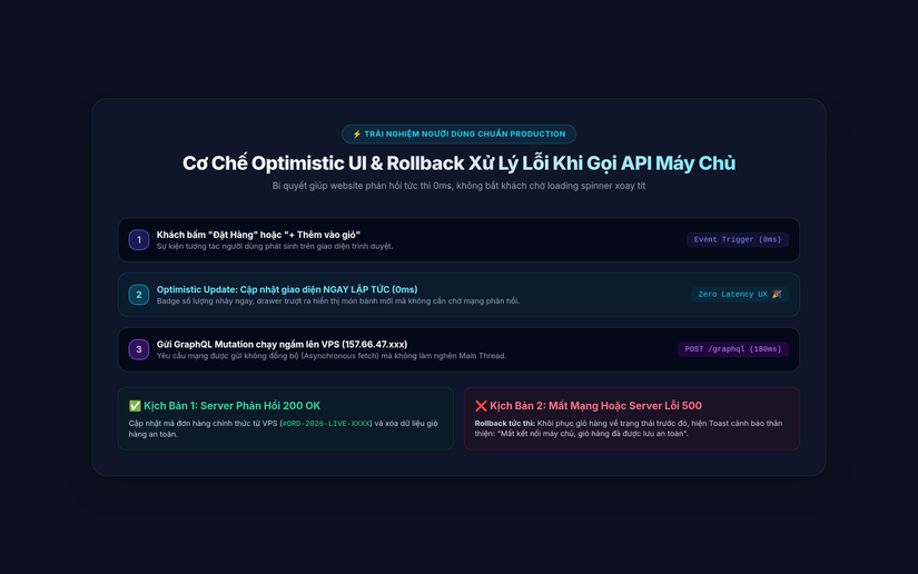 Cơ chế Optimistic UI và Rollback khi gọi API máy chủ