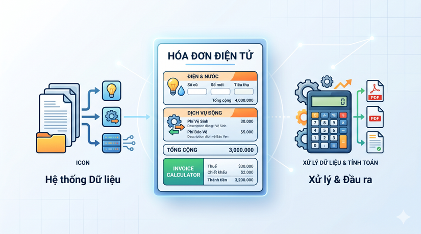 Từ Lý Thuyết Đến Thực Tế: Thiết Kế Module Invoice Nâng Cao - 3 Dạng Tính Điện/Nước, Dịch Vụ Động, và InvoiceCalculator Thuần Túy không phụ thuộc database