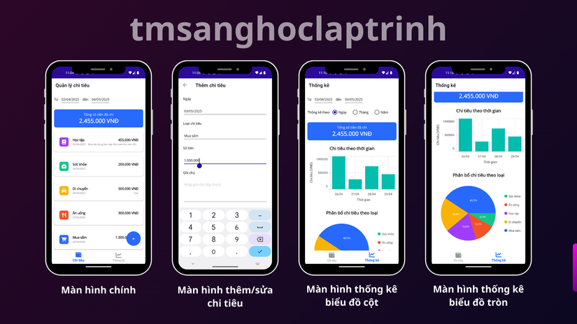 Các màn hình trong app