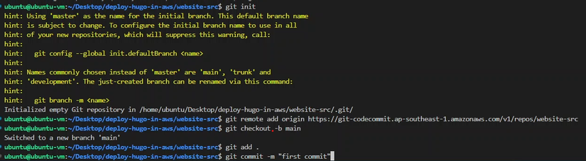 Commit code to Codecommit