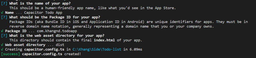 Capacitor todo app init