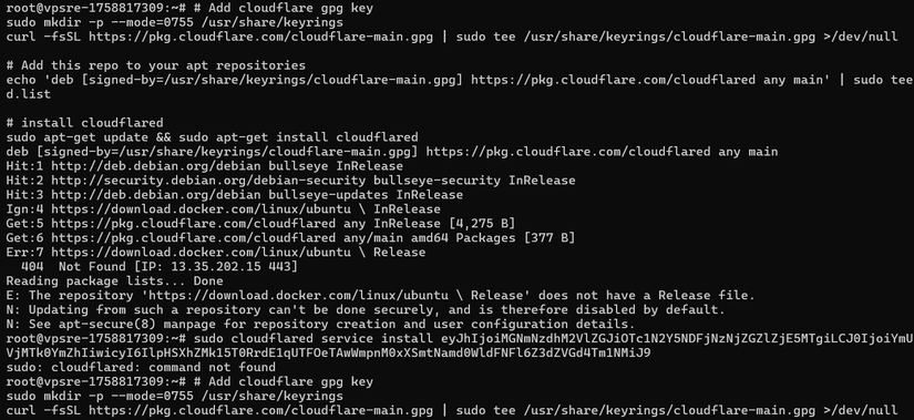 Vấn đề .env và ENV set sai - Làm ở VPS khá nhạy cảm nếu dùng HTTP, thế nên là thiết lập Cloudflared trước