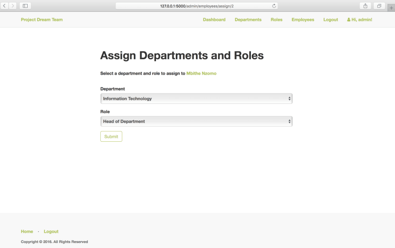 Add department and role