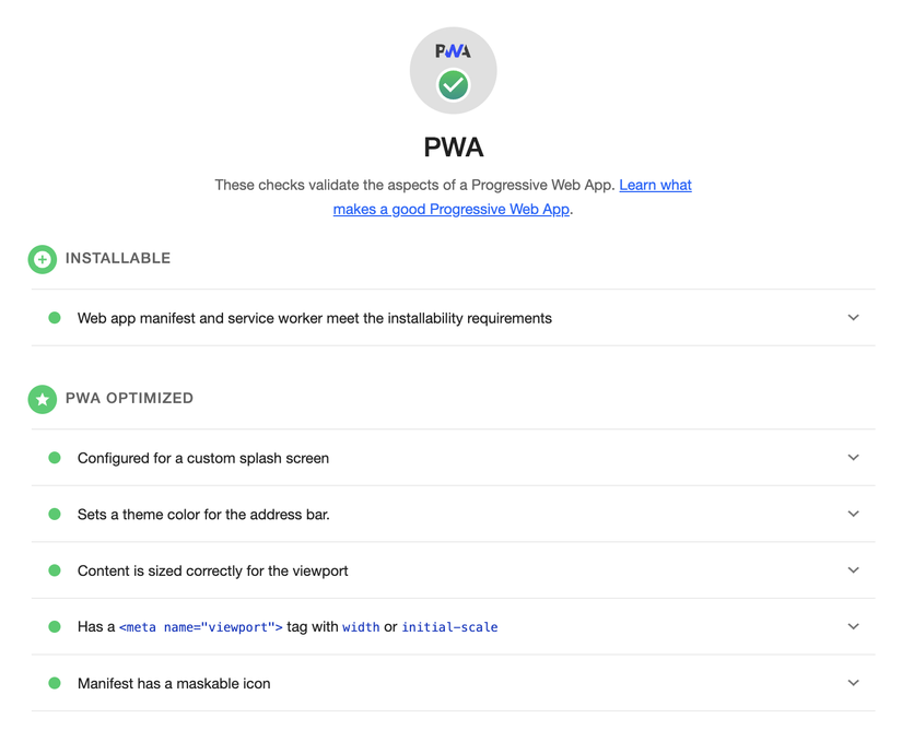 PWA valid