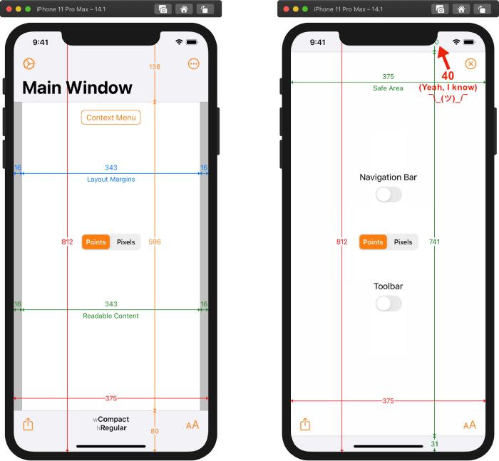 Xcode 12.1 build of Adaptivity on iPhone 11 Pro Max running iOS 14.1 in portrait with Display Zoom