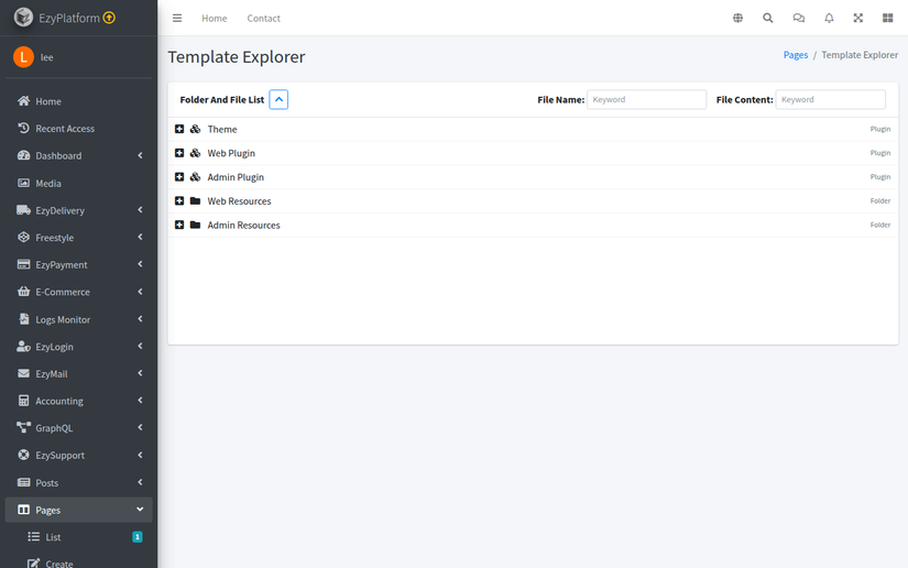 Trình xem mẫu Template Explorer