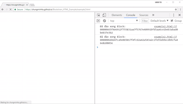 console.log() ở tab Console ở màn hình Chrome Dev Tools