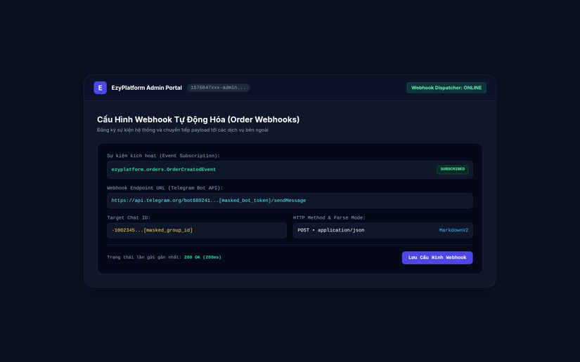 Cấu hình Webhook Dispatcher trên EzyPlatform Admin