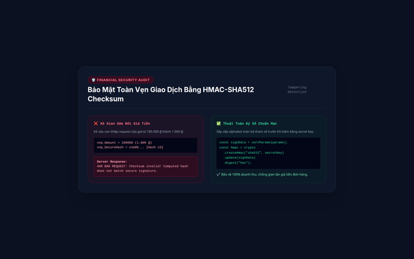 Kiểm tra chữ ký số HMAC-SHA512 chống gian lận giá tiền