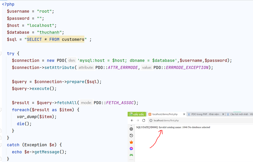 L i sqlstate 3d000 invalid catalog name 1046 no database selected