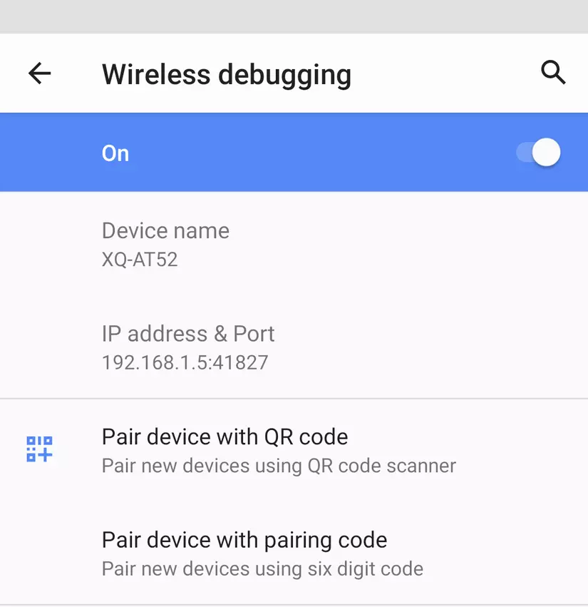 Kết nối không dây từ device đến Android Studio cho việc install và debug  ứng dụng