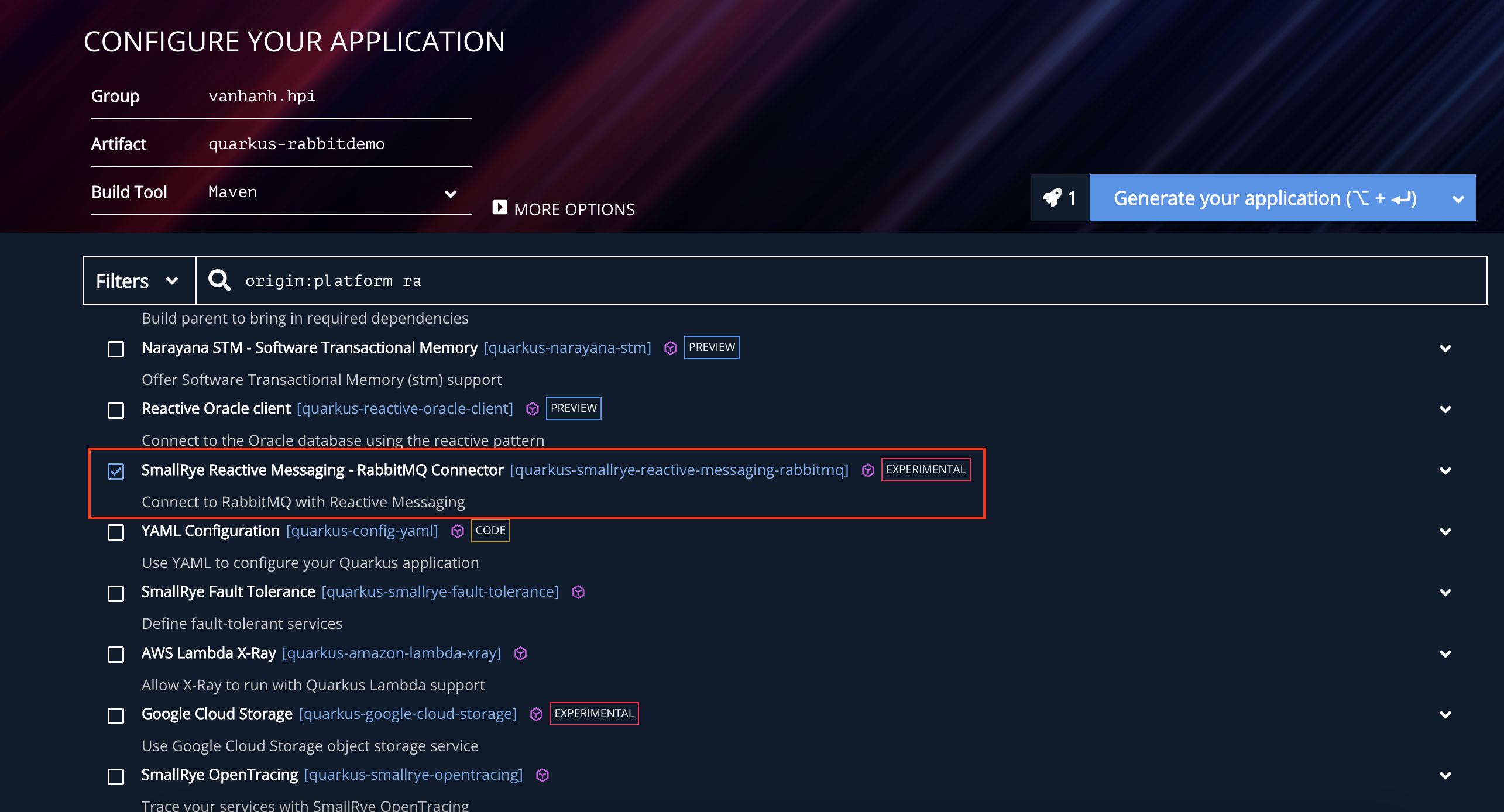 Smallrye Reactive Messaging RabbitMQ với Quarkus