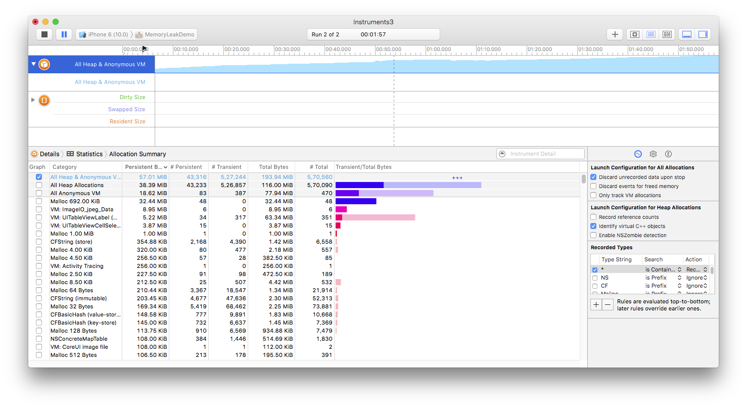 Tìm memory leaks trong app iOS với Xcode Instruments