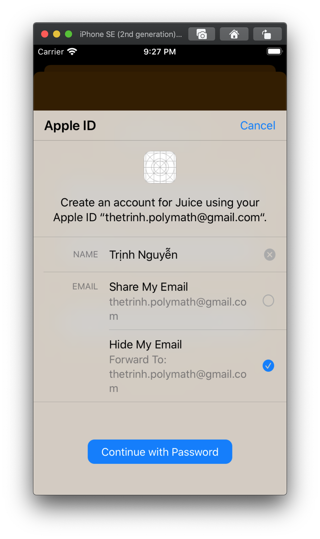 Thực hiện Sign in with Apple trên iOS