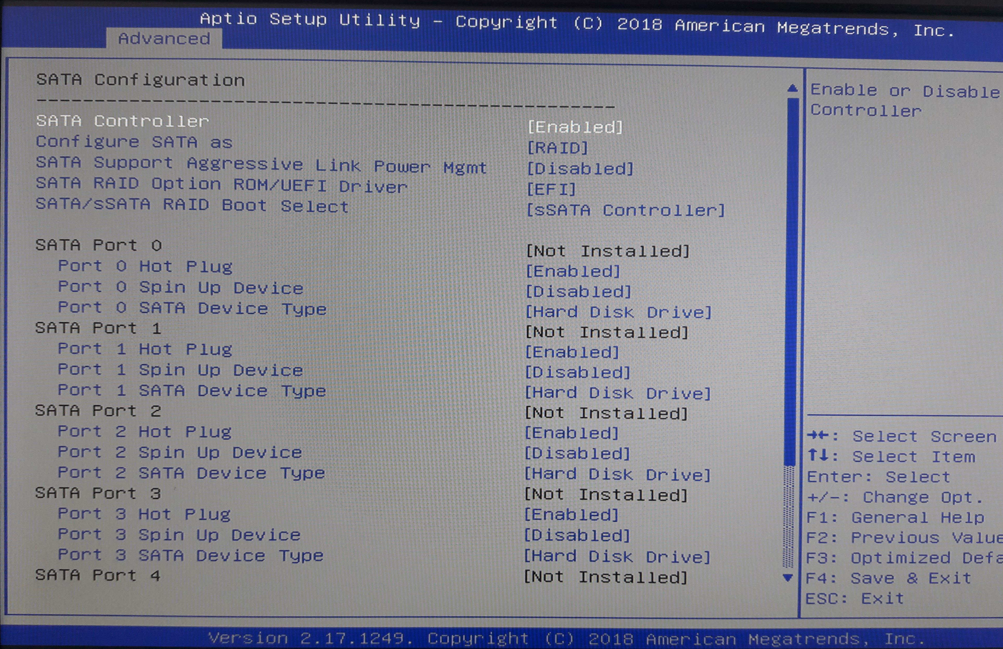 Option rom. SATA configuration: Raid.