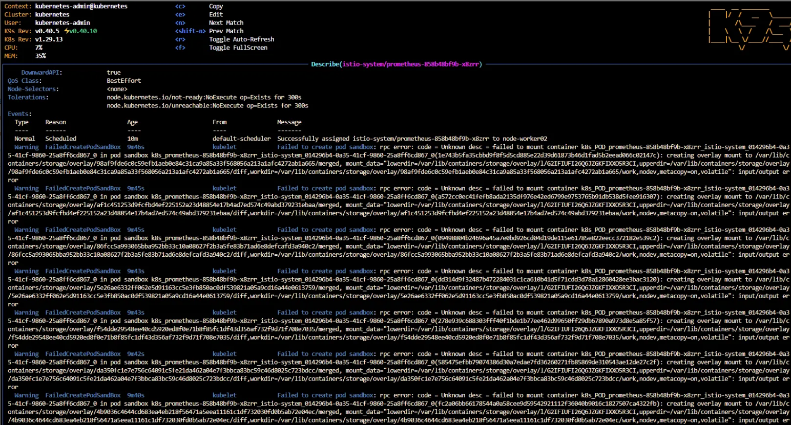 KUBERNETES (On-Premise) : FAILED TO CREATE SANDBOX