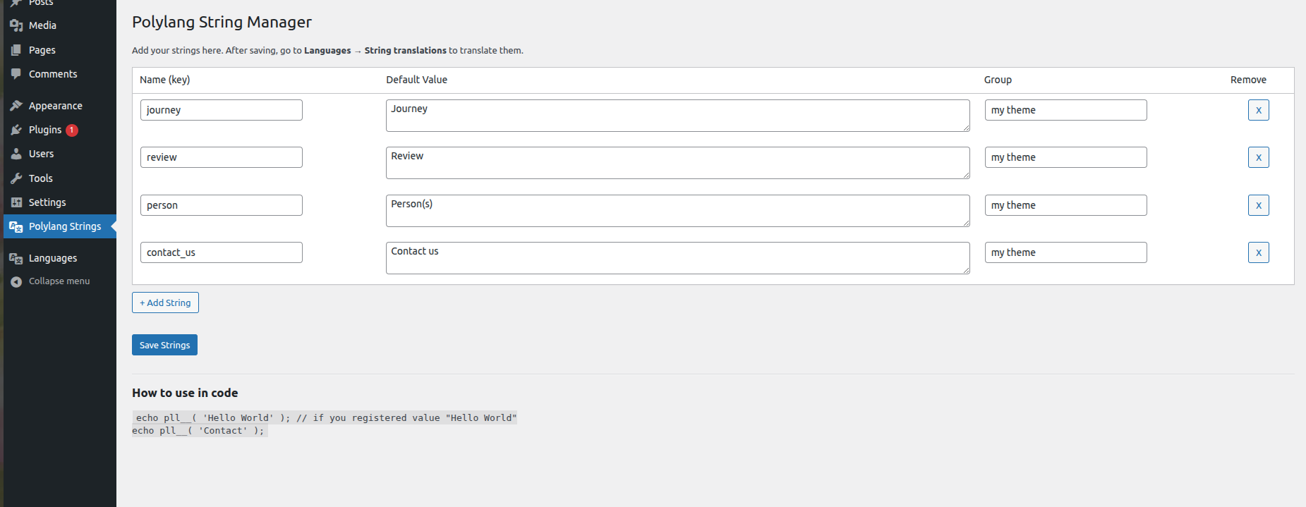 [Wordpress] Tạo plugin hỗ trợ Polylang free version: String translation