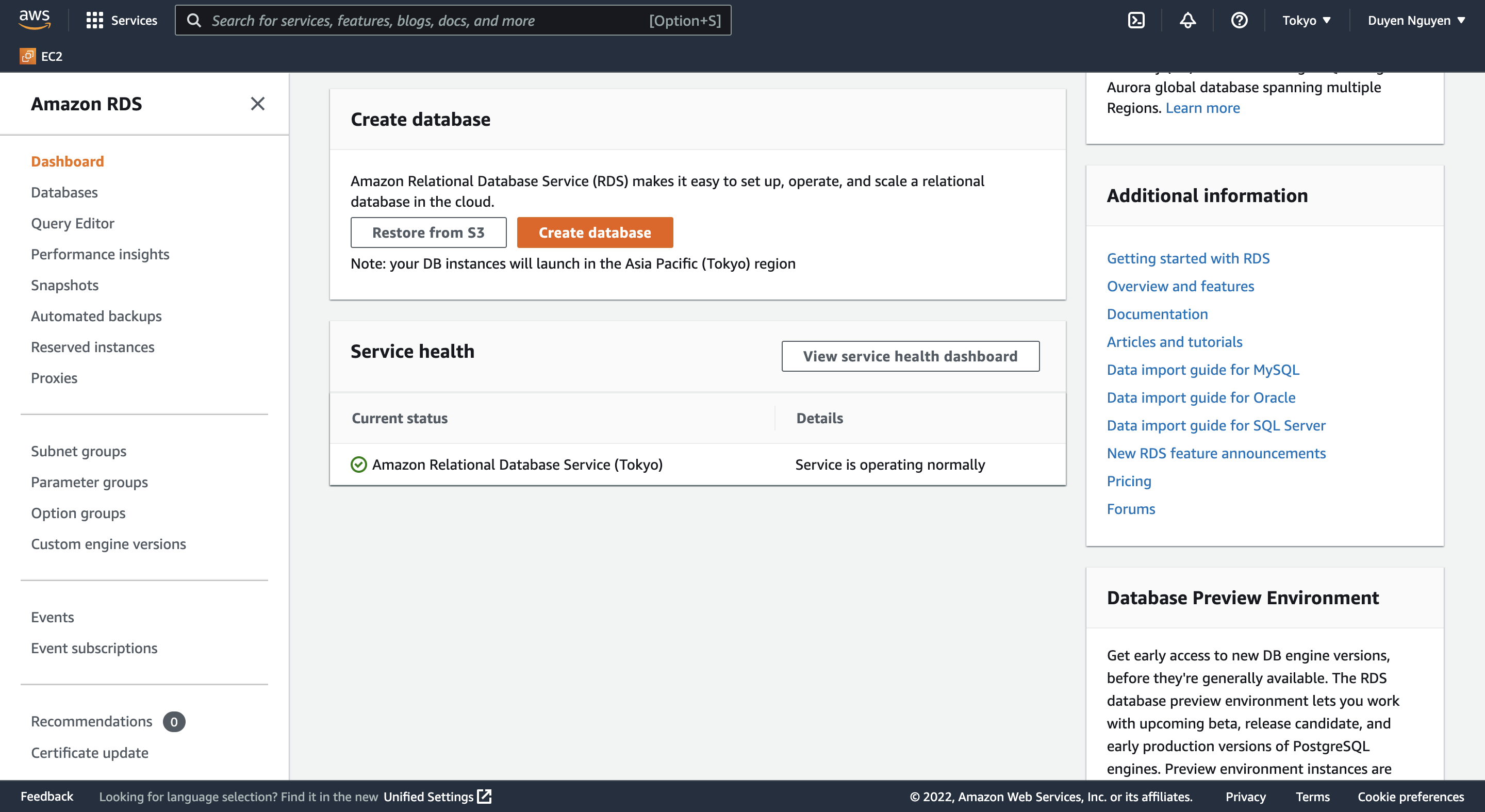 Cách setup RDS và kết nối với EC2 trong AWS