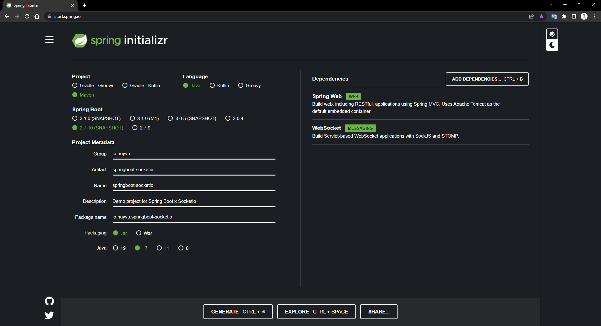 Setup project Spring boot 2.x + Socket.io Client 4.x ITZone