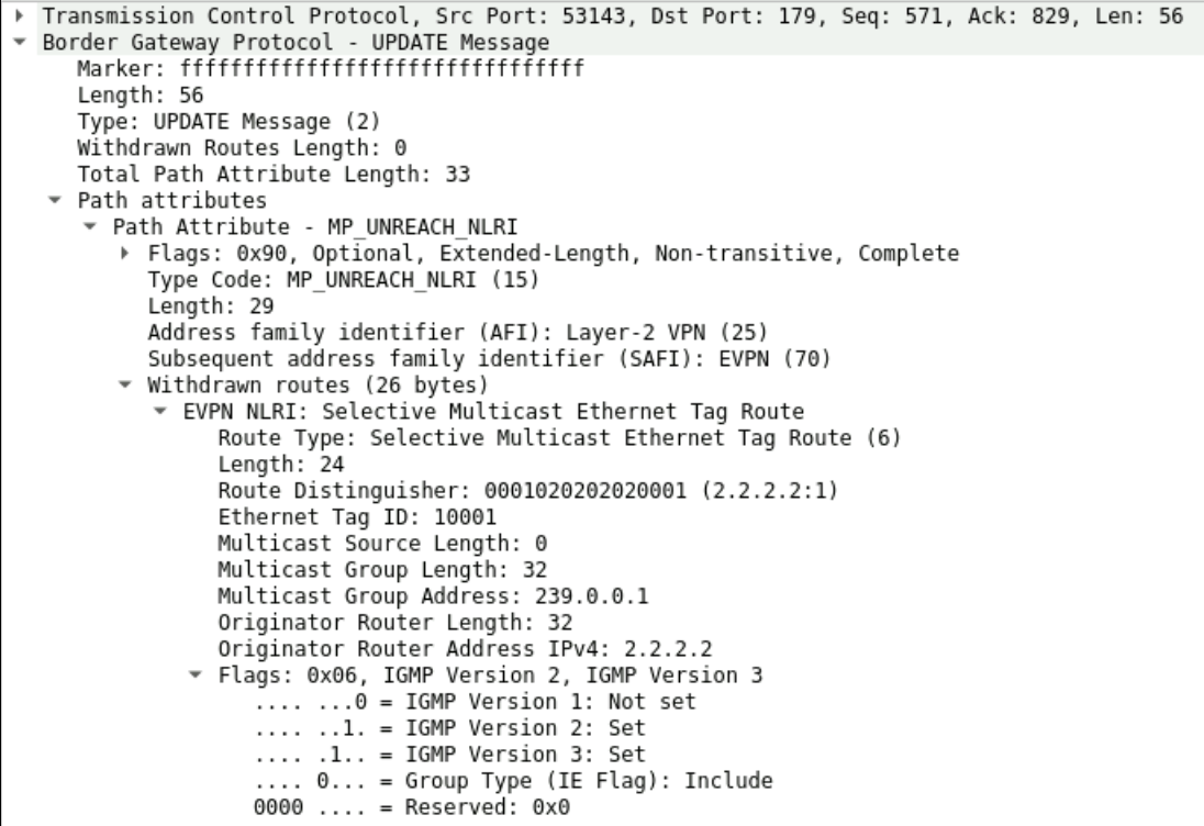Transmission Control Protocol, Sre Port 53143, Ost Port 179, Seq 571, Ack 829, Len 56.png