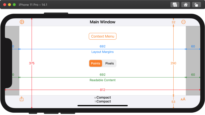 Xcode 12.1 build of Adaptivity on iPhone 11 Pro running iOS 14.1 in portrait