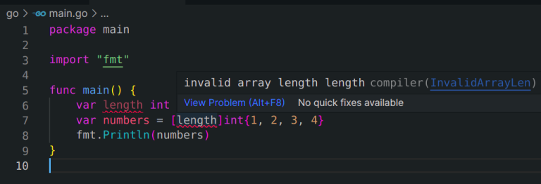 Không thể gán 1 dynamic value cho length của array