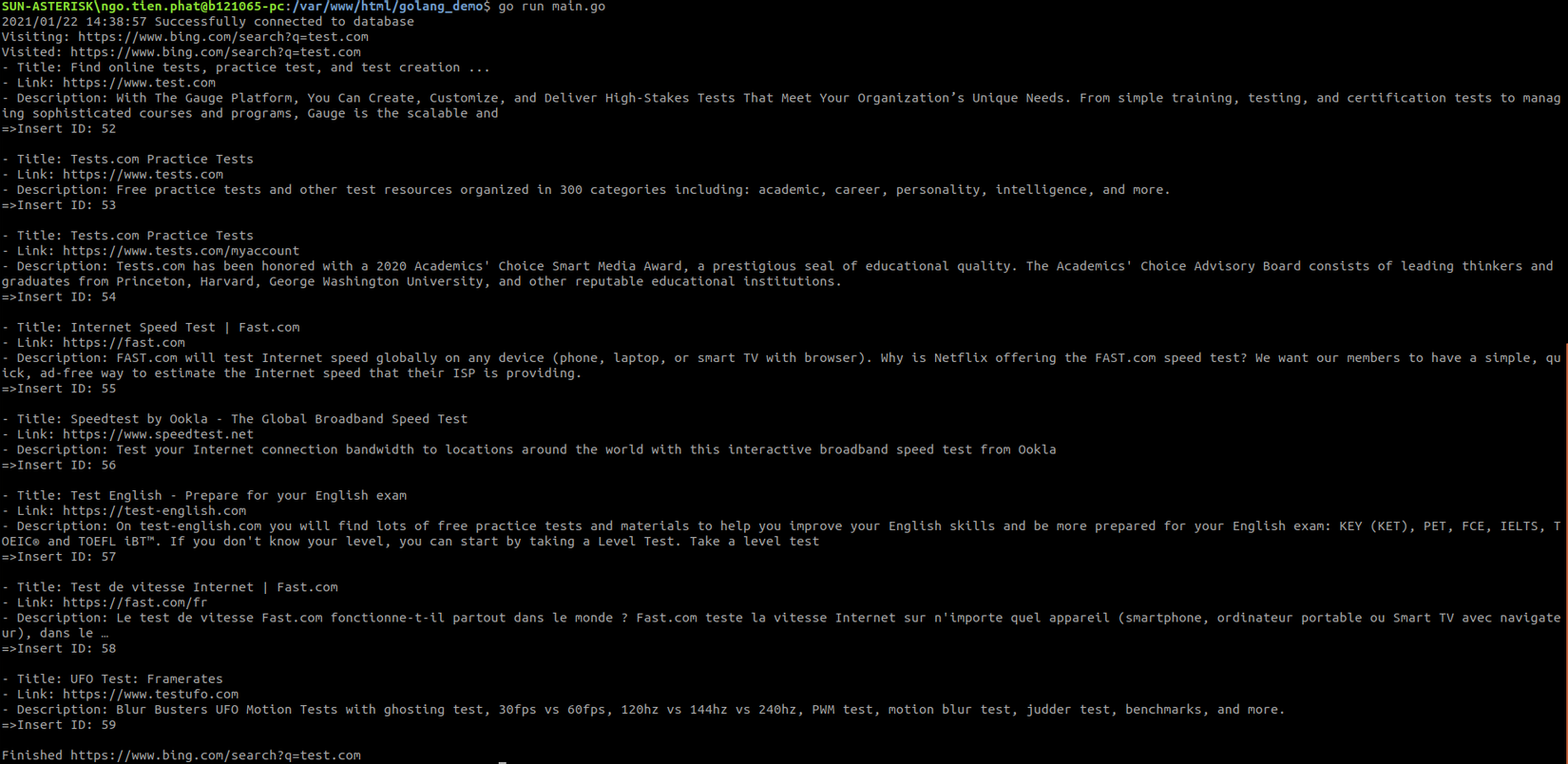 Craw and insert into DB