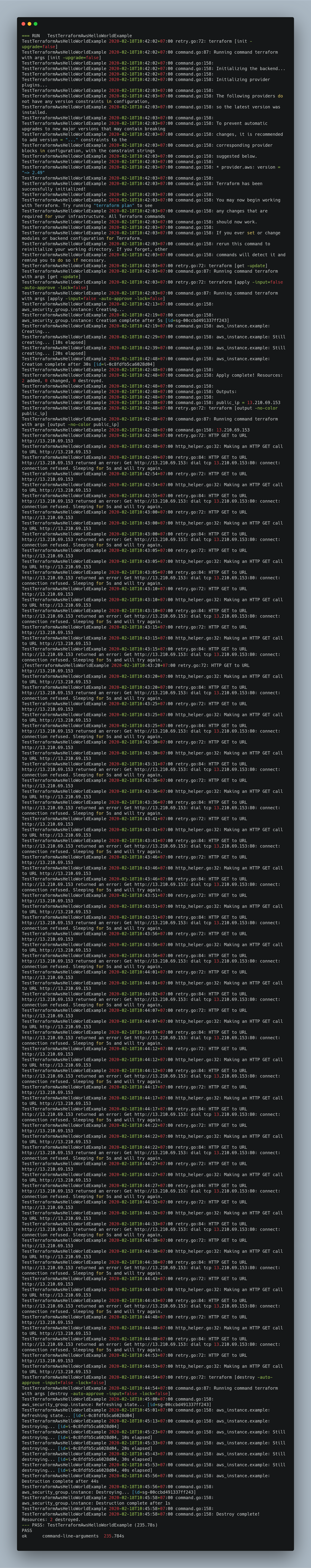 Unit Test Console With Terratest