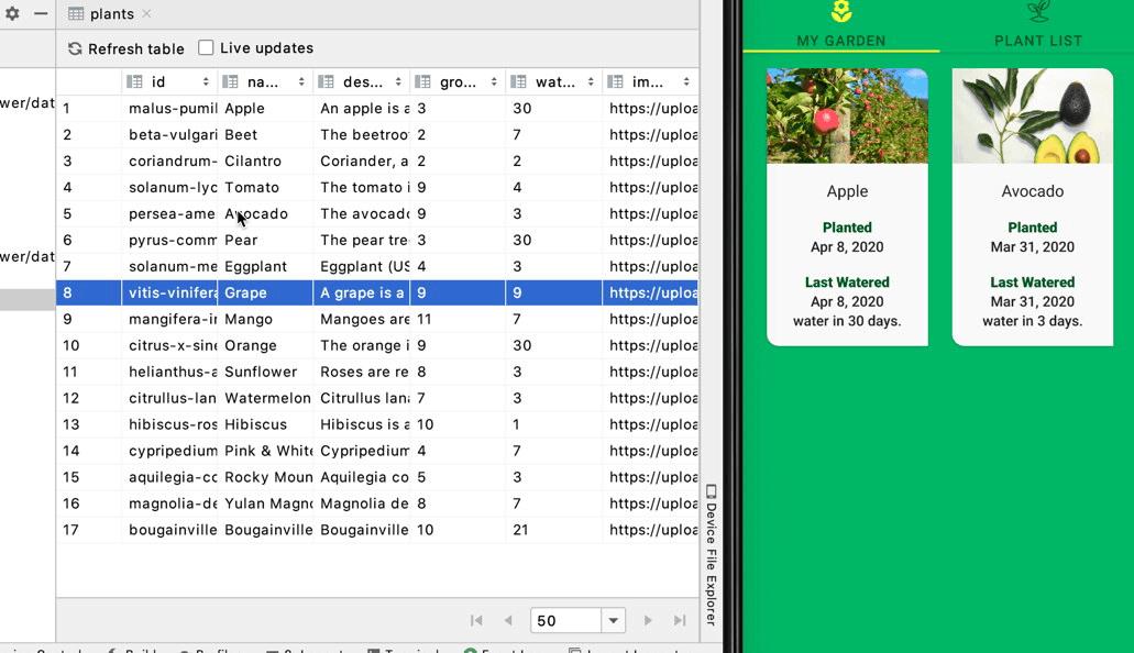 Database Inspector giúp bạn sửa đổi dữ liệu giống như chỉnh sửa bảng tính.