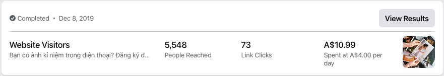 Kết quả thử nghiệm lần 1